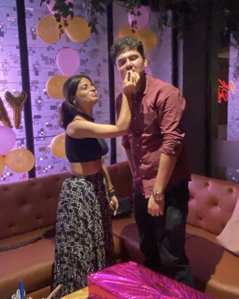 Her feeding me birthday cake